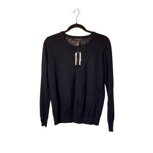 NWT Grace Women’s navy blue long sleeve lace, insert back sweater S/S